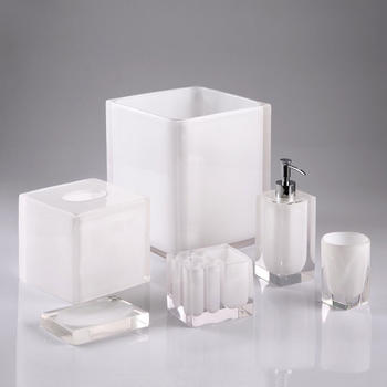 100% Clear resin bathroom set Automatic soap dispenser toothbrush holder