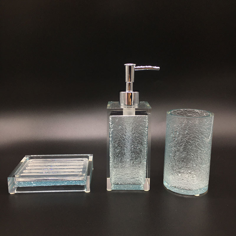 Elegant 100% Clear resin bathroom set Automatic soap dispenser Set