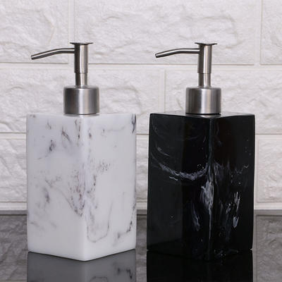 Elegant Marble Resin Bathroom Touch Sanitizer Soap Dispenser set