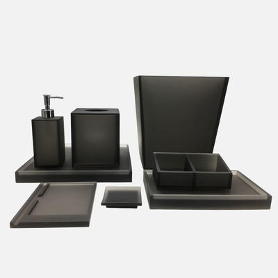Luxury Matte Grey 100% resin Bathroom Accessories Set for Hotel Supply