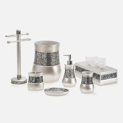 Silver Glass Mosaic resin Bathroom Accessories Set for Home decor