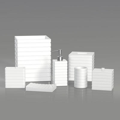Modern lines White resin Bathroom Accessories Set