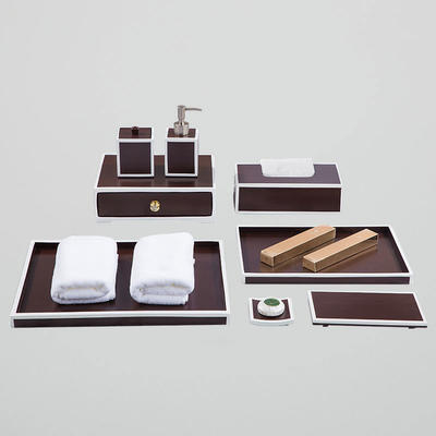 Luxury Brown with white lines resin Bathroom Accessories Set for Five Star Hotel