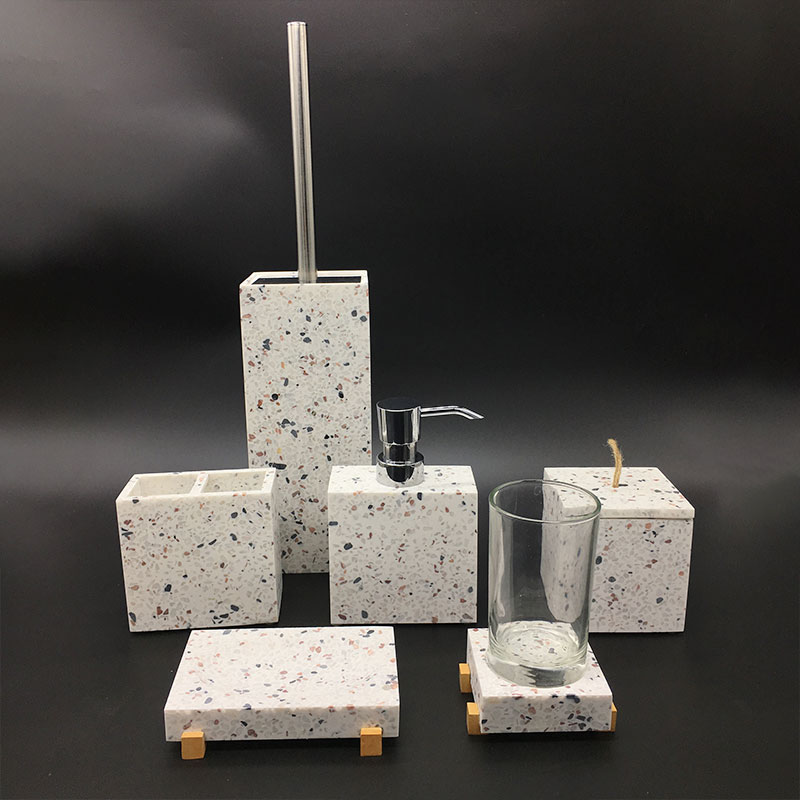 Modern color sand stone TERRAZZO Resin bathroom accessories set