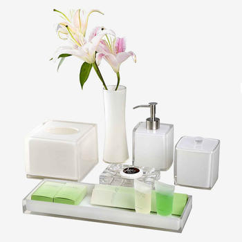 Elegant White 100% Clear resin Bathroom Accessories Set