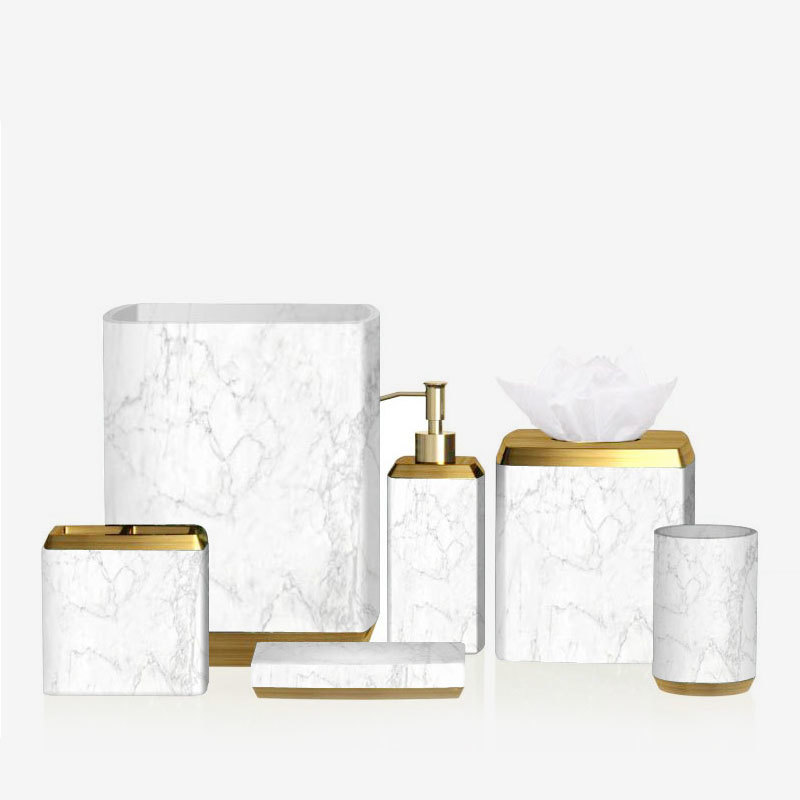 Elegant White Marble resin Bathroom Accessories Set