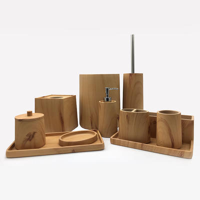 High quality Imitate Wood Resin Bathroom Accessories Set