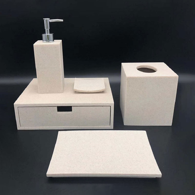 Simple Beige Sandstone Bathroom Accessories Set for Hotel