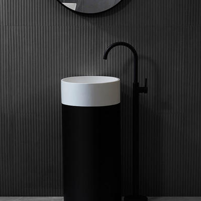 High-end Black and White Cylinder Resin Standing Wash Basin