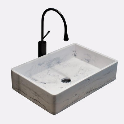 Selling Rectangle White Marble Resin Wash Basin
